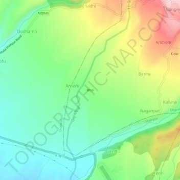 Bhoi topographic map, elevation, terrain