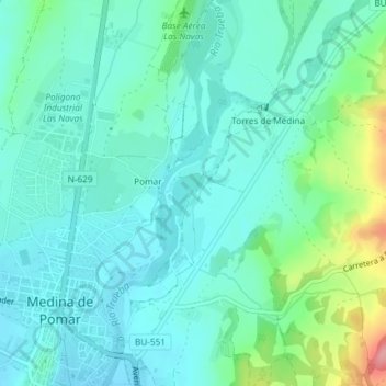 La Alhama topographic map, elevation, terrain