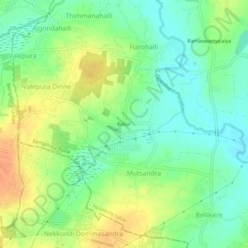 Kotur topographic map, elevation, terrain