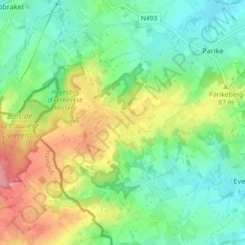 Everbeek-Boven topographic map, elevation, terrain