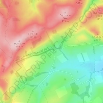 Prendwick topographic map, elevation, terrain