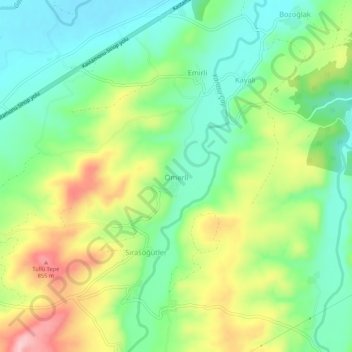 Ömerli topographic map, elevation, terrain