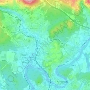 Mala Bučna vas topographic map, elevation, terrain
