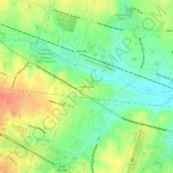 Lone Star topographic map, elevation, terrain