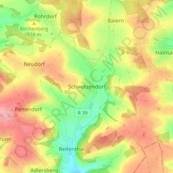 Schwetzendorf topographic map, elevation, terrain