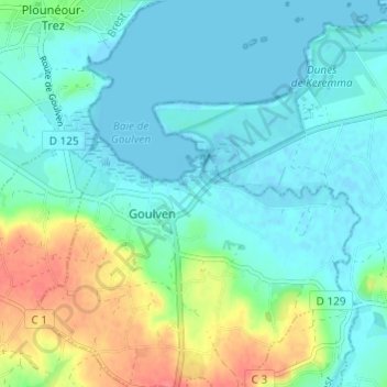 Lez Armor topographic map, elevation, terrain