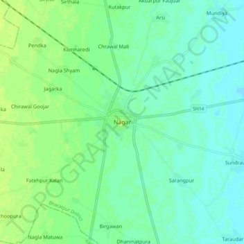 Nagar topographic map, elevation, terrain