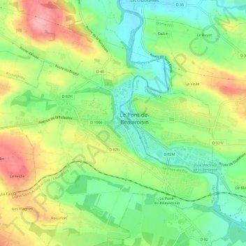 Pont-de-Beauvoisin topographic map, elevation, terrain