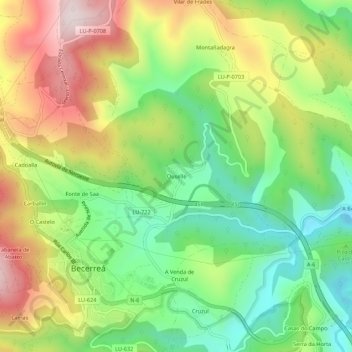 Ouselle topographic map, elevation, terrain
