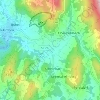 Untermühlbach topographic map, elevation, terrain