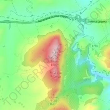 Monte Pispisa topographic map, elevation, terrain