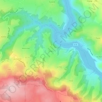 Fragny topographic map, elevation, terrain