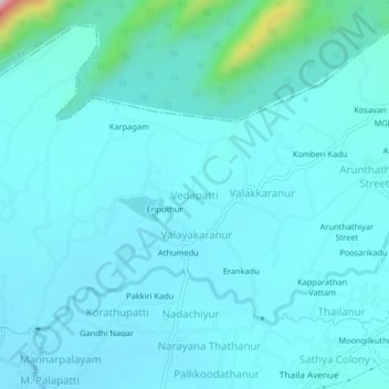 Vedapatti topographic map, elevation, terrain