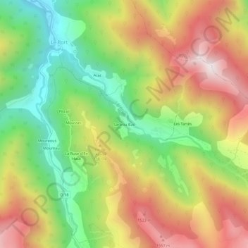 Sartrou Bas topographic map, elevation, terrain