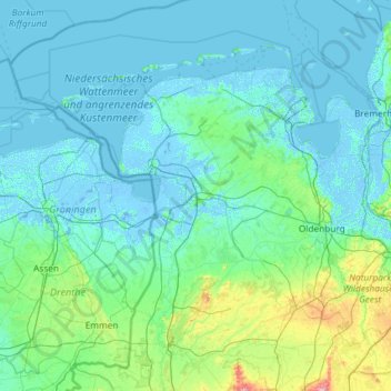 Leer (Ostfriesland) topographic map, elevation, terrain