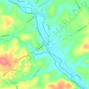 Pocopson topographic map, elevation, terrain