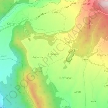 Labankar topographic map, elevation, terrain