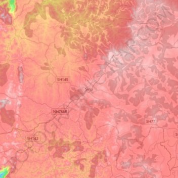 Sirsi topographic map, elevation, terrain