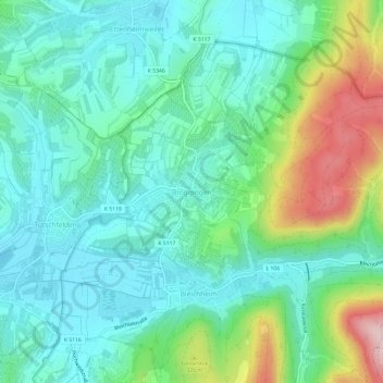 Broggingen topographic map, elevation, terrain