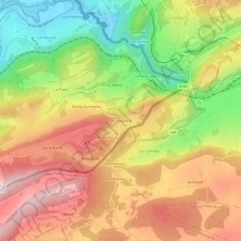 Le Chauffaud topographic map, elevation, terrain