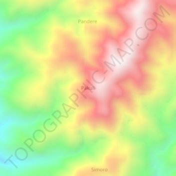 Pakuli topographic map, elevation, terrain