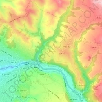 La Calmette topographic map, elevation, terrain
