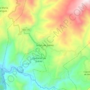 Ixtlan de Juárez topographic map, elevation, terrain