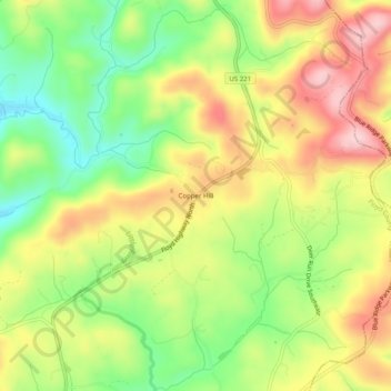 Copper Hill topographic map, elevation, terrain