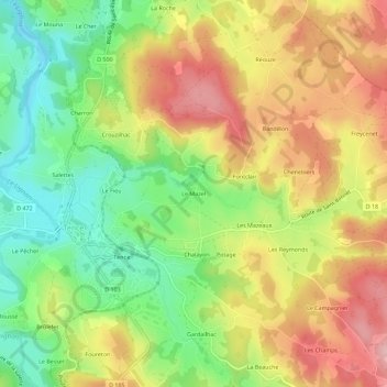 Le Mazel topographic map, elevation, terrain