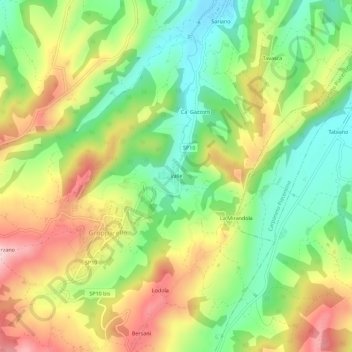 Valle topographic map, elevation, terrain