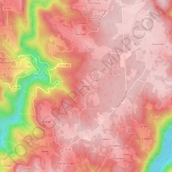 Magnac topographic map, elevation, terrain