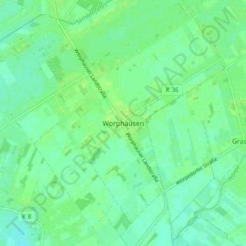 Worphausen topographic map, elevation, terrain