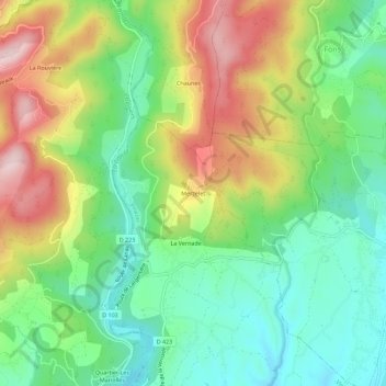 Merzelet topographic map, elevation, terrain