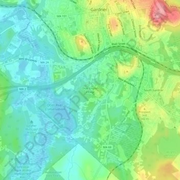 Olde English Village topographic map, elevation, terrain
