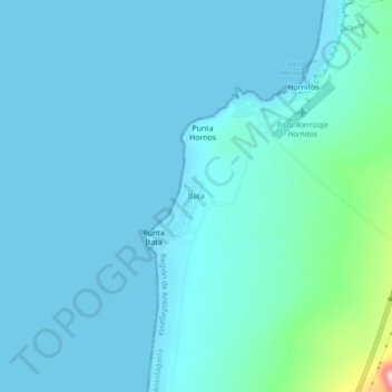 Itata topographic map, elevation, terrain