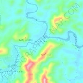 Kuala Kenau topographic map, elevation, terrain