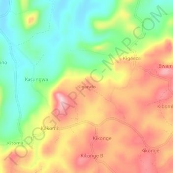 Kigando topographic map, elevation, terrain