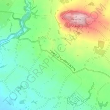 Whitechapel topographic map, elevation, terrain