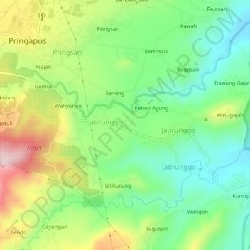 Kuncen topographic map, elevation, terrain