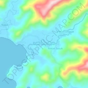 Negeri Kelumbayan topographic map, elevation, terrain