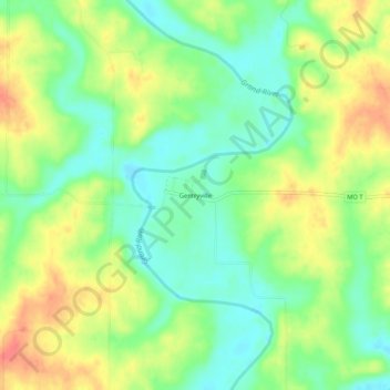 Gentryville topographic map, elevation, terrain