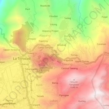 Dengsi topographic map, elevation, terrain