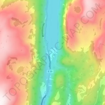 Øksland topographic map, elevation, terrain