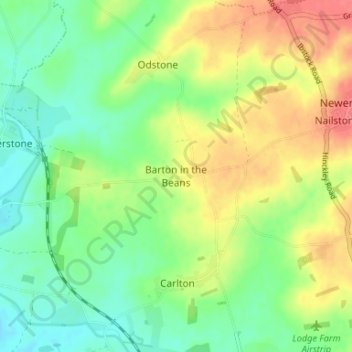Barton in the Beans topographic map, elevation, terrain