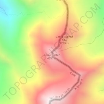 Cerro Pastén topographic map, elevation, terrain