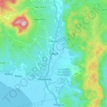 Tubod topographic map, elevation, terrain