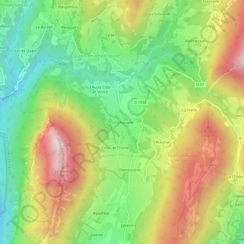 Le Charpen topographic map, elevation, terrain