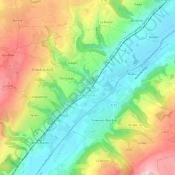 Les Ayes topographic map, elevation, terrain