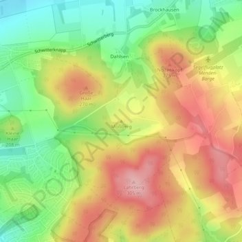 Moßberg topographic map, elevation, terrain