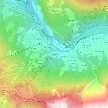 Les Trabets topographic map, elevation, terrain